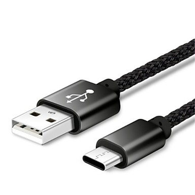 Cable USB 3.1 Tipo C a USB 3A Carga Rapida1m Trenzado Negro