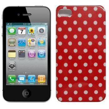 Carcasa iPhone 4/4s Puntos Blancos Rojo