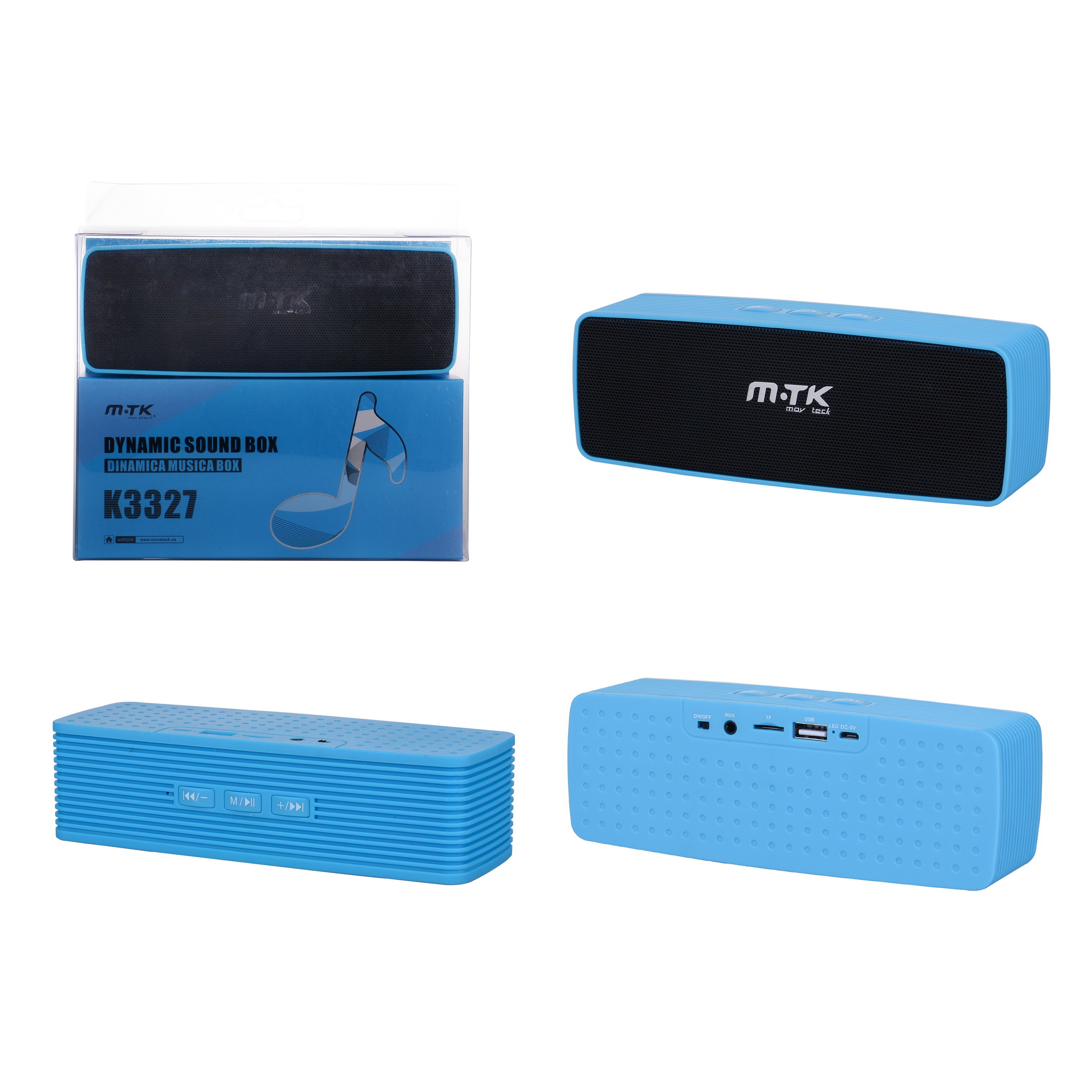 MTK K3327 Altavoz Bluetooth con Tarjeta, Pendrive y FM Azul