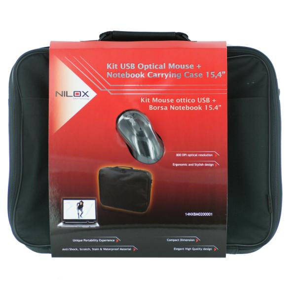 Nilox Maletin Portatil 15,4" Negro + Raton USB