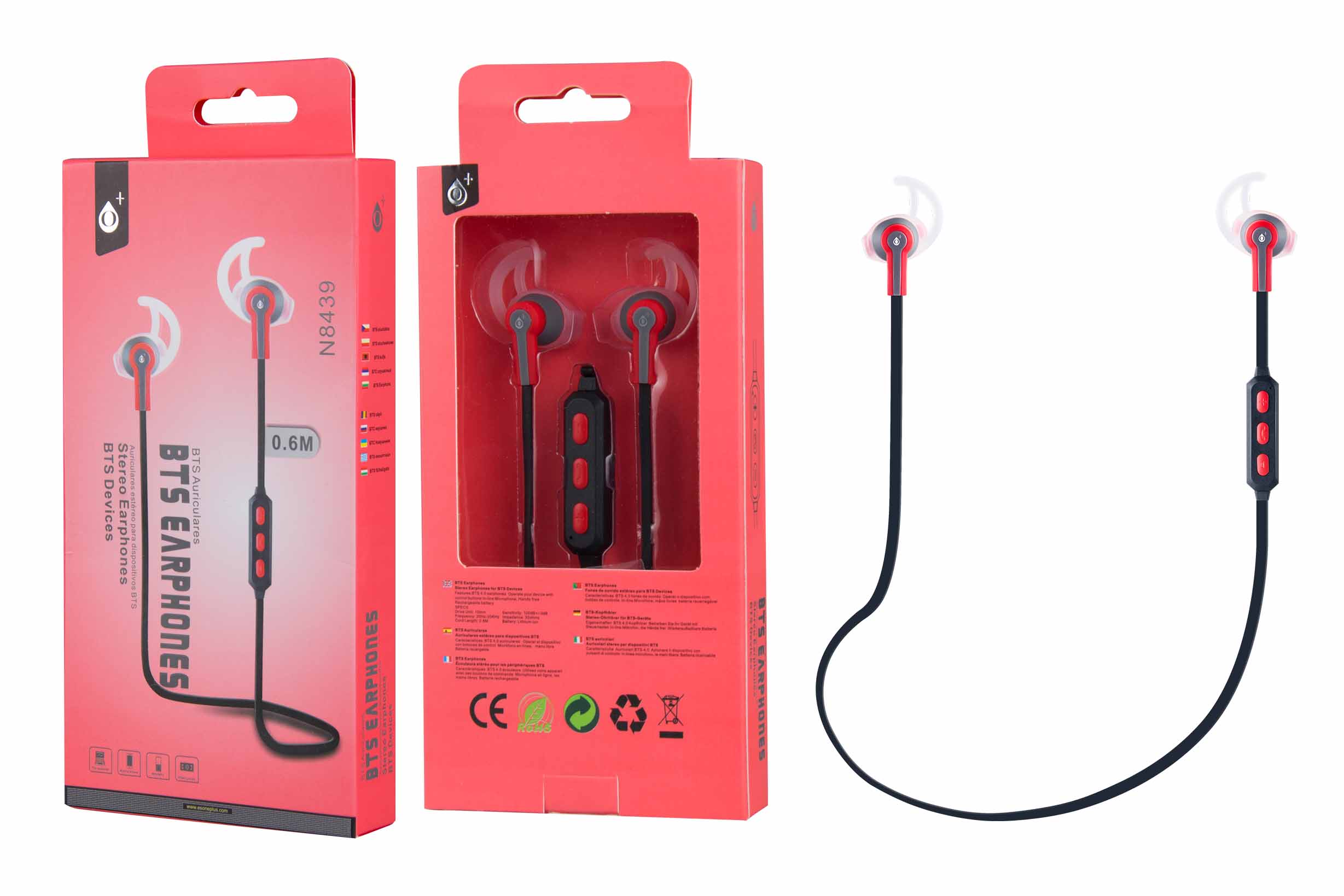 Auriculares Blueetooth con Microfono N439 Rojos