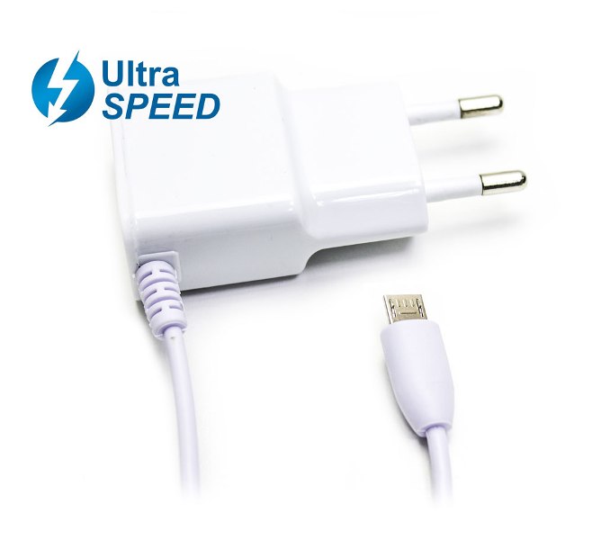 Cargador Micro USB Ultra Speed 2.1A Blanco