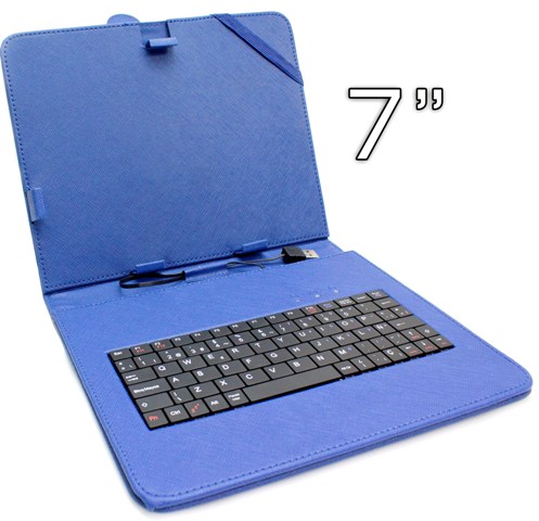 Funda Con Teclado 7" Para Tablet Con Soporte USB Azul