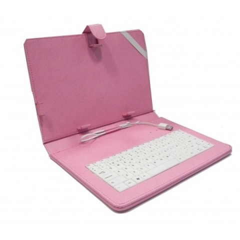 Funda Con Teclado 7" Para Tablet Con Soporte USB Rosa