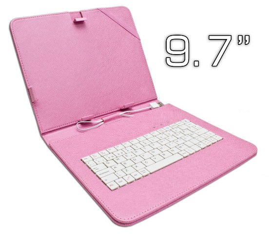 Funda Con Teclado 9.7" Para Tablet Con Soorte USB Rosa