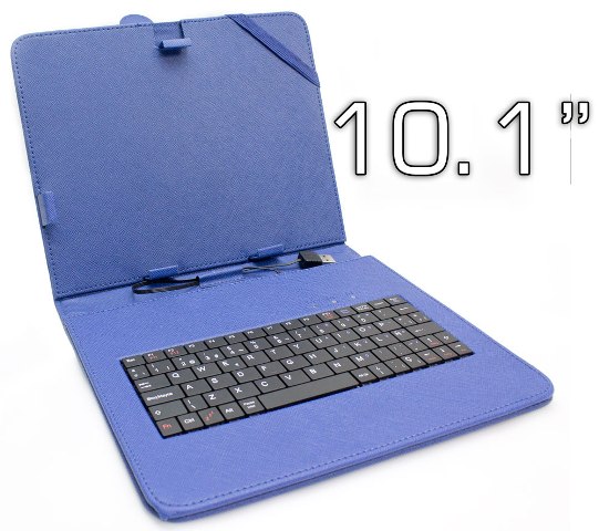 Funda Con Teclado 10,1" Para Tablet Con Soporte USB Azul