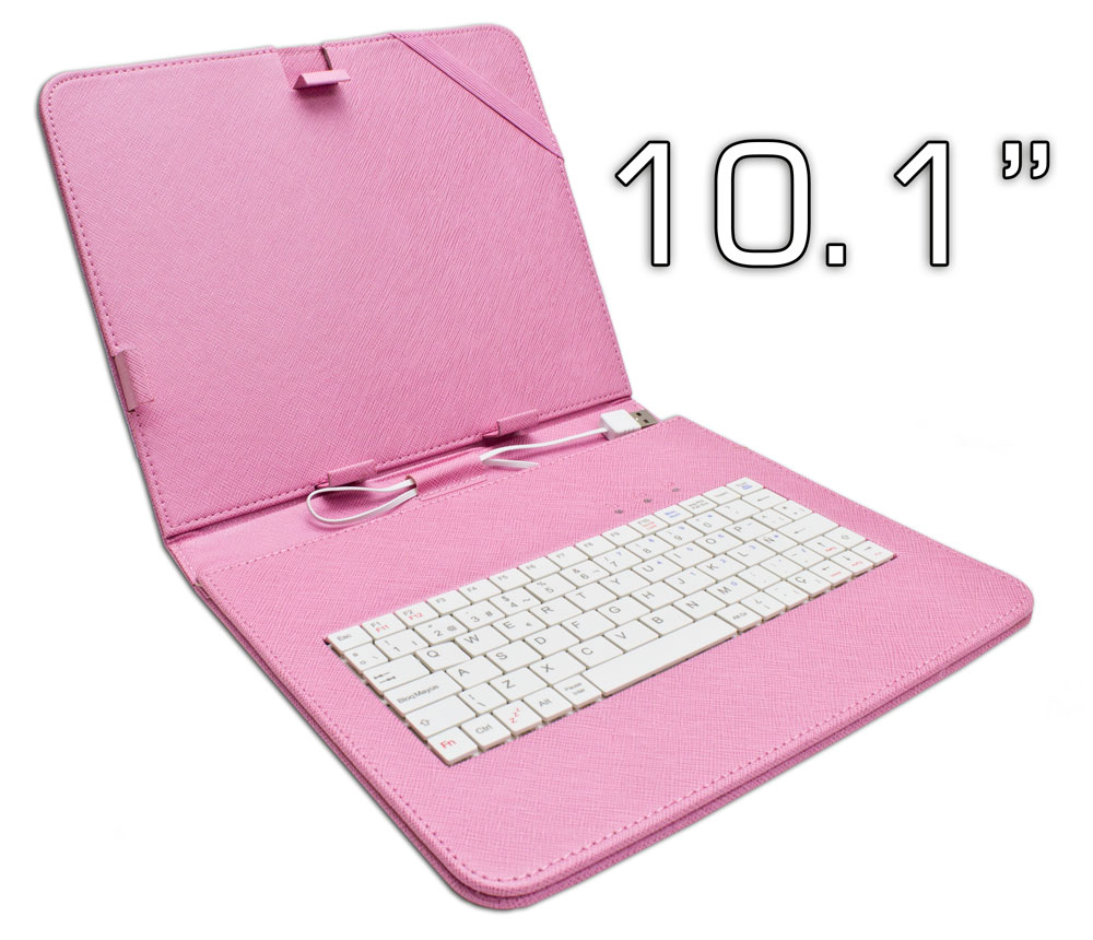 Funda Con Teclado 10.1" Para Tablet Con Soporte USB Rosa