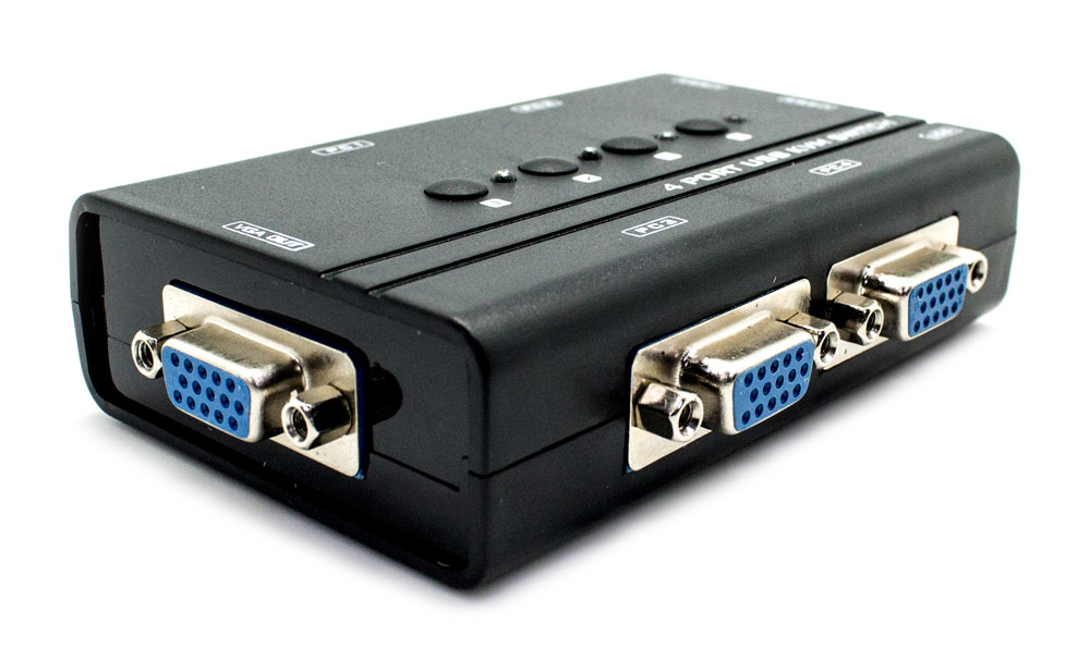 BIWOND Conmutador KVM4 USB/VGA Switch 4 Puertos + Cables