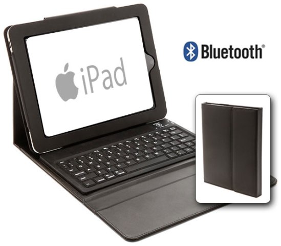 Funda Con Teclado iPad de Cuero Bluetooth Negra