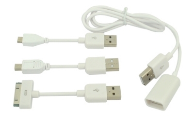 Cable USB 4 en 1 Datos+Carga Dock/MicroUSB/MiniUSB