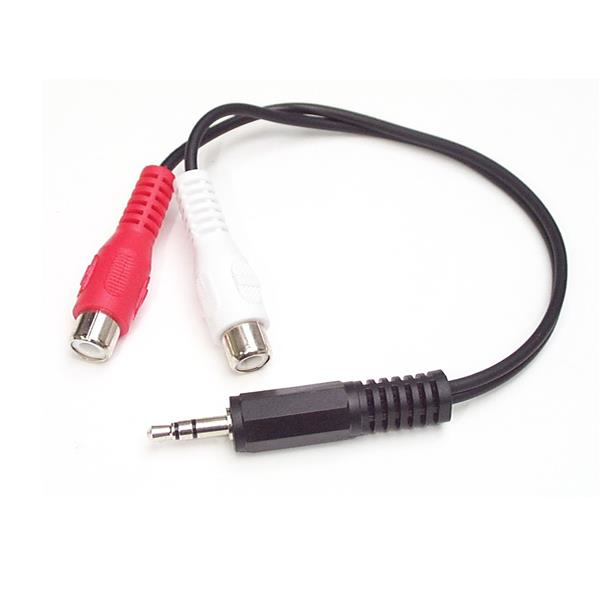 Cable MiniJack 3.5" Macho a 2 RCA Hembra 20 Cm