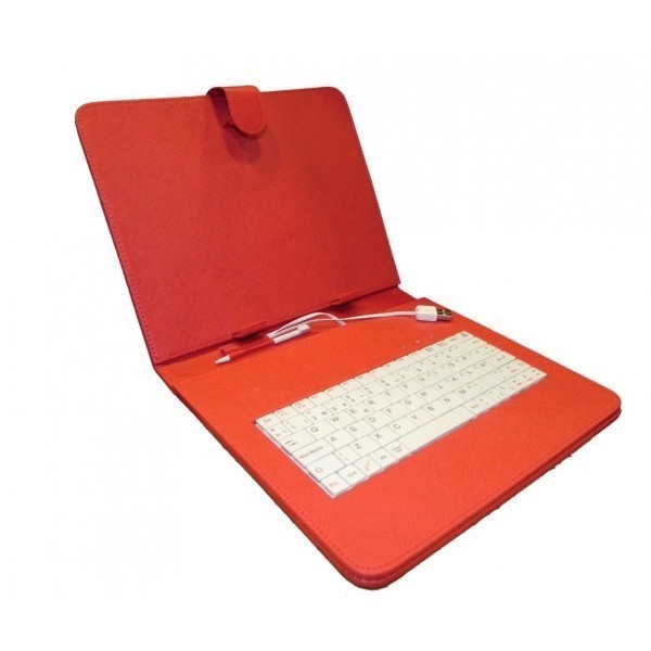 Funda Con Teclado 9" Para Tablet Con Soporte USB Roja