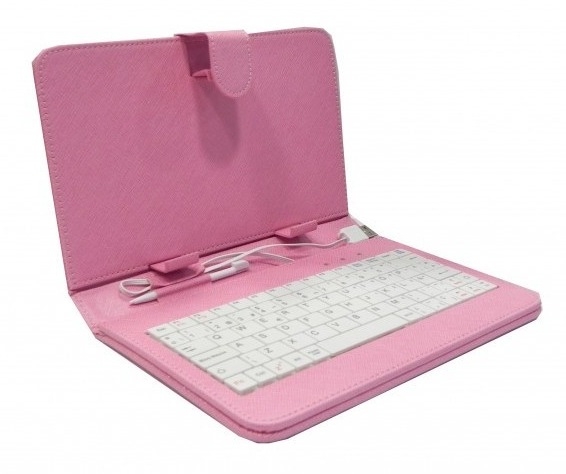 Funda Con Teclado 8" Para Tablet Con Soporte USB Rosa