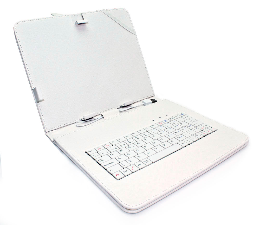 Funda Con Teclado 9.7" Para Tablet Con Soporte USB Blanca