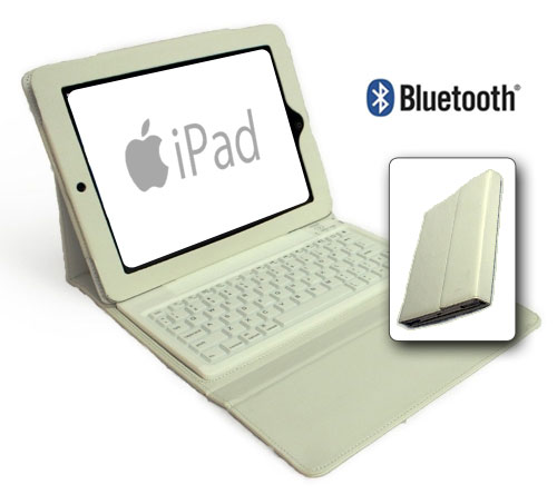 Funda Cuero Con Teclado Bluetooth Blanco Para iPad2/3