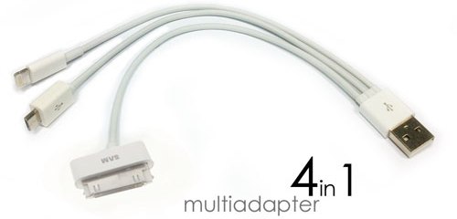 Cable USB 4 en 1 iPhone/iPad/Samsung/Blackberry