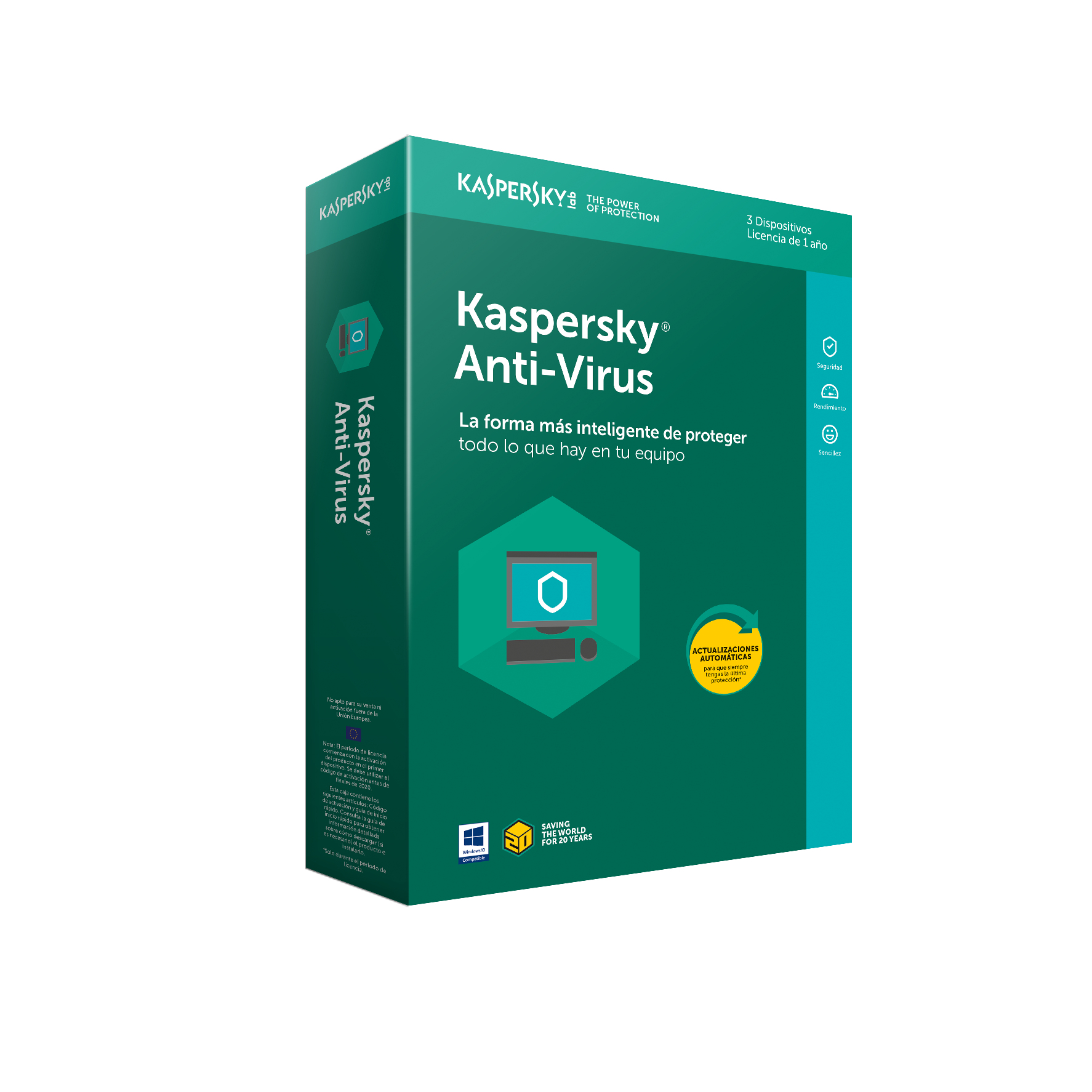 Kaspersky  Anti-Virus 2019, 3 Dispositivo, 1 Año, PC