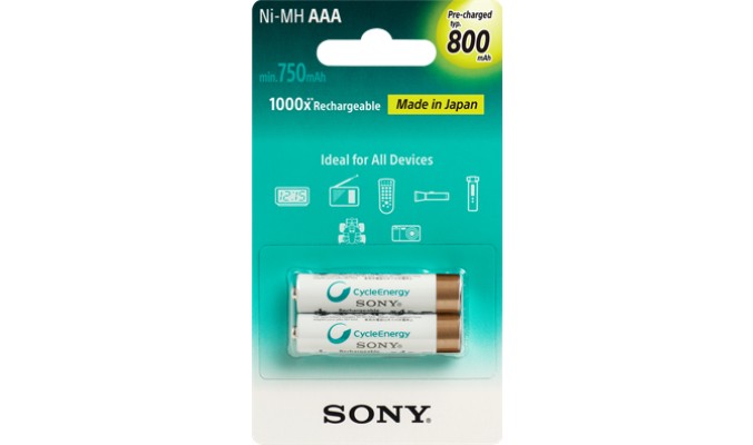 Sony Pack 2 Pilas Recargables AAA 1,2v. 800 mAh