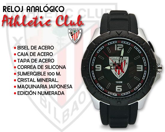 RELOJ CADETE ATHLETIC CAUCHO NEGRO/PLATA